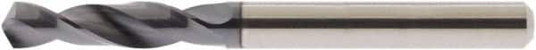 Accupro - #20 118° Spiral Flute Solid Carbide Screw Machine Drill Bit - AlTiN Finish, Right Hand Cut, 22mm Flute Length, 55mm OAL, Straight Shank - Exact Tooling