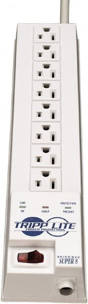 Tripp-Lite - 8 Outlets, 120 VAC15 Amps, 8' Cord, Power Outlet Strip - Floor, Keyhole Mount, 5-15 NEMA Configuration, 1-3/4" Strip - Exact Tooling