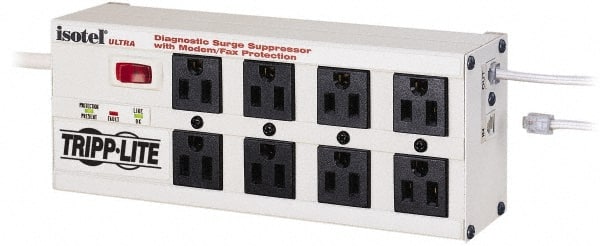 Tripp-Lite - 8 Outlets, 120 VAC15 Amps, 10' Cord, Power Outlet Strip - Floor, Keyhole Mount, 5-15 NEMA Configuration, 3-1/2" Strip - Exact Tooling