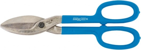 Channellock - 3" Length of Cut, Straight Pattern Tinner's Snip - 12.3" OAL, Dipped Vinyl Handle, High Carbon Steel Blade - Exact Tooling