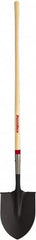 Razor-Back - 11-1/2" High x 9" Wide Round Steel Shovel - 48" Long Wood Straight Handle, Rolled - Exact Tooling