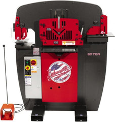 Edwards Manufacturing - 8-7/8" Throat Depth, 60 Ton Punch Pressure, 1-1/16" in 5/8" Punch Capacity Ironworker - 5 hp, 3 Phase, 460 Volts, 46-1/8" Wide x 56-1/8" High x 36-1/8" Deep - Exact Tooling