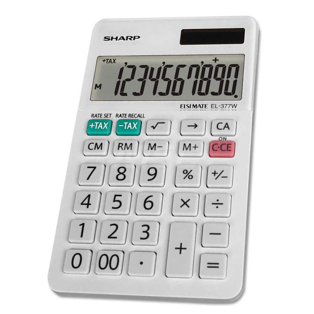 Victor - Calculators; Type: Handheld ; Type of Power: Battery; Solar ; Display Type: 10-Digit LCD ; Color: White ; Display Size: 16mm ; Width (Decimal Inch): 2.8100 - Exact Tooling