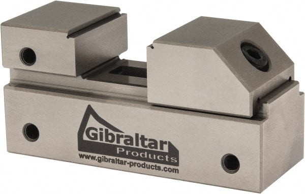 Gibraltar - 1" Jaw Width, 13/16" Jaw Opening Capacity, 3/8" Jaw Height, Toolmaker's Vise - Flat Jaw, 0.0001" Parallelism, 0.0001" Squareness, 2.55" OAL x 1-3/16" OAH - Exact Tooling