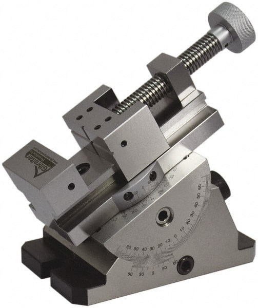 Gibraltar - 2-3/4" Jaw Width, 3" Jaw Opening Capacity, Horizontal Swivel Machine Vise - Manual Operation, 1 Station, 6.28" Long x 5.38" High x 1-3/16" Deep, Steel - Exact Tooling