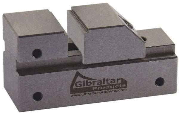 Gibraltar - 1" Jaw Width, 13/16" Jaw Opening Capacity, 3/8" Jaw Height, Toolmaker's Vise - Flat Jaw, 0.005" Parallelism, 0.005" Squareness, 65mm OAL x 1-1/4" OAH - Exact Tooling