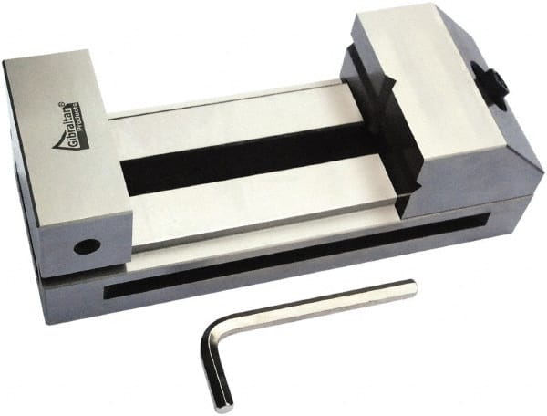 Gibraltar - 3-15/32" Jaw Width, 5" Jaw Opening Capacity, 1.57" Jaw Height, Toolmaker's Vise - Flat Jaw, 0.003" Parallelism, 0.005" Squareness, 195mm OAL x 3-5/32" OAH - Exact Tooling