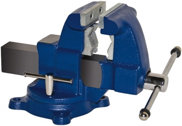 Gibraltar - 8-1/2" Jaw Width x 7-1/2" Jaw Opening Capacity, 6" Throat Depth, Bench & Pipe Combination Vise - 1/8 to 4-1/2" Pipe Capacity, Swivel Base, Bolt Down Attachment, Ductile Iron - Exact Tooling