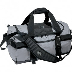 Bucket Boss - 2 Pocket Gray & Black Tarpaulin Tool Bag - 20" Wide x 12" Deep x 12" High - Exact Tooling