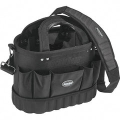 Bucket Boss - 13 Pocket Black Ballistic Polyester Tool Tote - 14" Wide x 8" Deep x 10" High - Exact Tooling