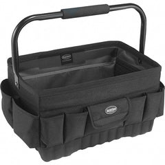 Bucket Boss - 20 Pocket Black Ballistic Polyester Tool Bag - 18" Wide x 12" Deep x 10" High - Exact Tooling