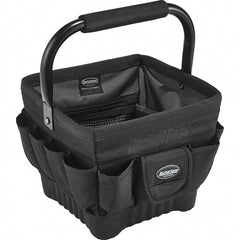 Bucket Boss - 19 Pocket Black Ballistic Polyester Tool Bag - 11" Wide x 11" Deep x 10" High - Exact Tooling