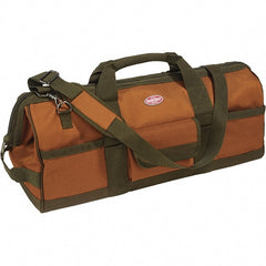 Bucket Boss - 16 Pocket Brown & Green Polyester Tool Bag - 24" Wide x 10" Deep x 10" High - Exact Tooling