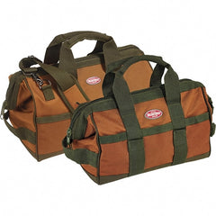 Bucket Boss - 12 Pocket Brown & Green Polyester Tool Bag - 12" Wide x 7" Deep x 9" High - Exact Tooling