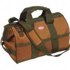 Bucket Boss - 16 Pocket Brown & Green Polyester Tool Bag - 16" Wide x 9" Deep x 12" High - Exact Tooling