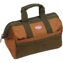 Bucket Boss - 6 Pocket Brown & Green Polyester Tool Bag - 13" Wide x 8" Deep x 10" High - Exact Tooling