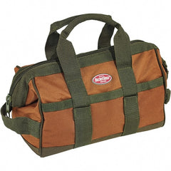 Bucket Boss - 16 Pocket Brown & Green Polyester Tool Bag - 12" Wide x 7" Deep x 9" High - Exact Tooling