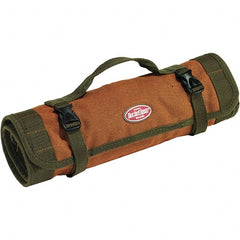 Bucket Boss - 22 Pocket Brown & Green Canvas Tool Roll - 25" Wide x 1/8" Deep x 14" High - Exact Tooling