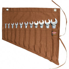 Bucket Boss - 11 Pocket Brown Canvas Tool Roll - 18-3/4" Wide x 1/2" Deep x 18-1/4" High - Exact Tooling