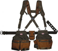 Bucket Boss - 30" to 52" Waist Tool Rig - 12 Pocket, Polyester, Brown/Green - Exact Tooling