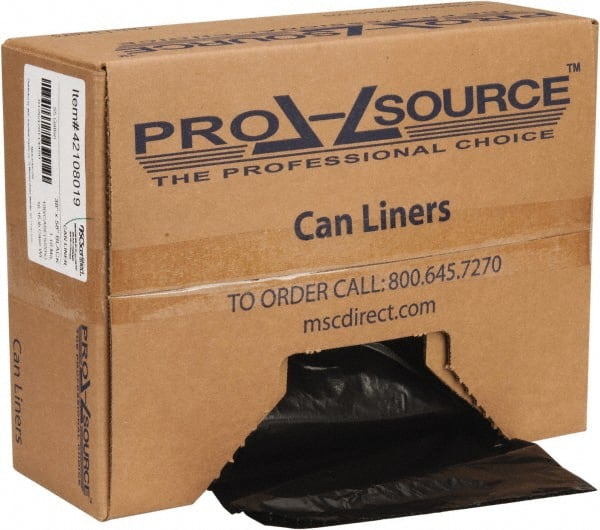PRO-SOURCE - 1.1 mil Thick, Heavy-Duty Trash Bags - Hexene Resins, Roll Dispenser, 38" Wide x 58" High, Black - Exact Tooling