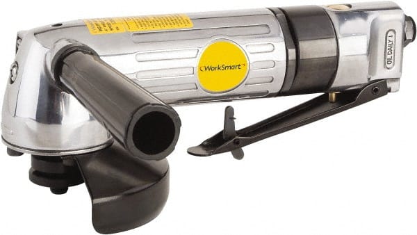 Value Collection - 4" Wheel Diam, 11,000 RPM, Pneumatic Angle & Disc Grinder - 3/8-24 Spindle, 6 CFM, Front Exhaust - Exact Tooling