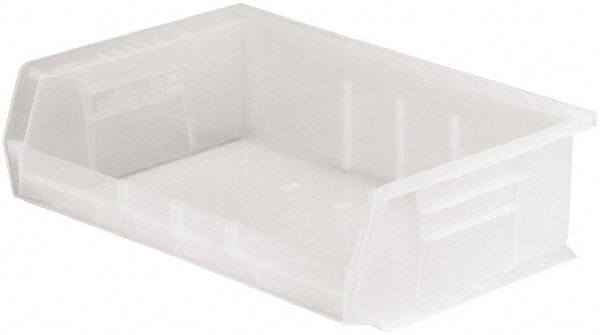 Akro-Mils - 60 Lb. Load Capacity, 10-7/8" Deep, Clear Polymer Hopper Stacking Bin - 5" High x 16-1/2" Wide x 10-7/8" Long - Exact Tooling