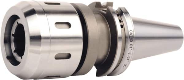 Accupro - CAT40 Dual Contact Taper, 1-1/4" Hole Diam x 2.88" Nose Diam Milling Chuck - 3.54" Projection, 0.0002" TIR, Through-Spindle Coolant, - Exact Tooling