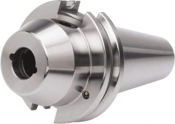 Accupro - CAT40 Taper Shank 1" Hole End Mill Holder/Adapter - 2-1/4" Nose Diam, 2" Projection, Through-Spindle & DIN Flange Coolant - Exact Tooling