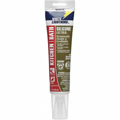 White Lightning - 5.3 oz Tube White Silicone Sealant - -80 to 450°F Operating Temp, 30 min Tack Free Dry Time, 24 hr Full Cure Time - Exact Tooling