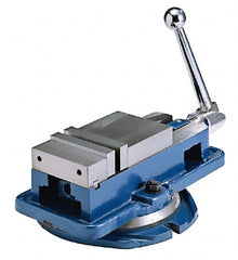 Interstate - 4" Jaw Width, 4" Jaw Opening Capacity, Horizontal Swivel Machine Vise - Manual Operation, 4,409 Lb Capacity, 1 Station, 14.85" Long x 4-31/32" High x 1-1/8" Deep, 1-1/8" Jaw Height - Exact Tooling