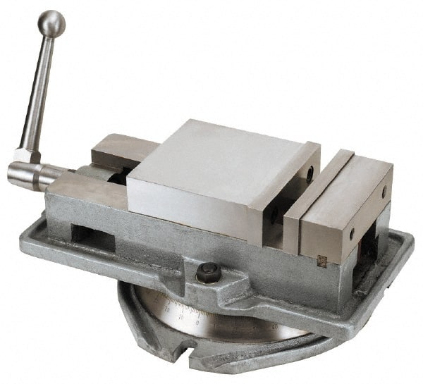 Interstate - 6" Jaw Width, 6" Jaw Opening Capacity, Horizontal Swivel Machine Vise - Manual Operation, 6,613 Lb Capacity, 1 Station, 19-1/8" Long x 6-7/32" High x 1-3/4" Deep, 1-1/2" Jaw Height - Exact Tooling