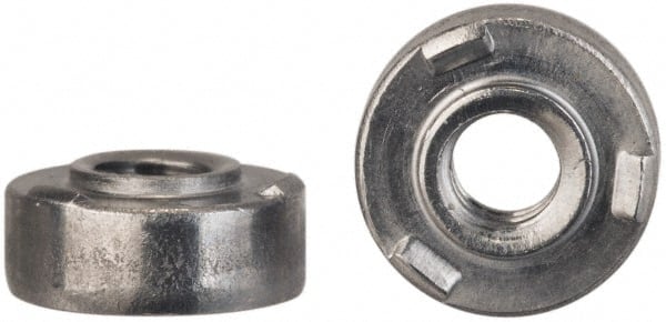 Electro Hardware - #10-32, 0.44" Body Diam, Round Head, Steel Weld Nut - 0.155" Pilot Height, 0.03" Min Panel Thickness, Copper Flash Finish - Exact Tooling