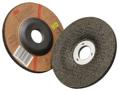 3M - 24 Grit, 7" Wheel Diam, 1/4" Wheel Thickness, Type 27 Depressed Center Wheel - Aluminum Oxide, 8,500 Max RPM, Compatible with Angle Grinder - Exact Tooling