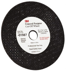 3M - 6" Aluminum Oxide Cutoff Wheel - 0.045" Thick, 7/8" Arbor, 10,200 Max RPM, Use with Angle Grinders - Exact Tooling