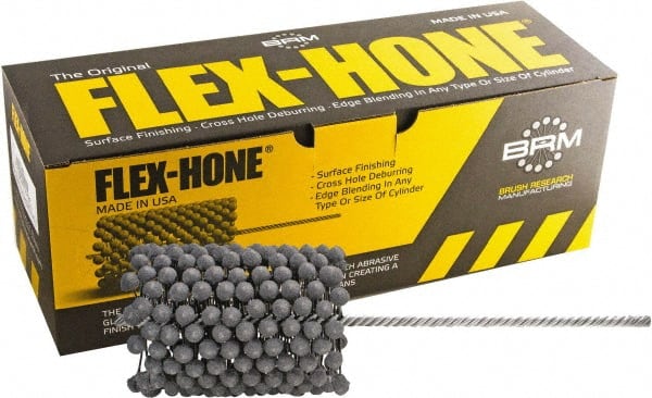 Brush Research Mfg. - 4-1/8" to 4-5/8" Bore Diam, 20 Grit, Boron Carbide Flexible Hone - Coarse, 13-1/2" OAL - Exact Tooling