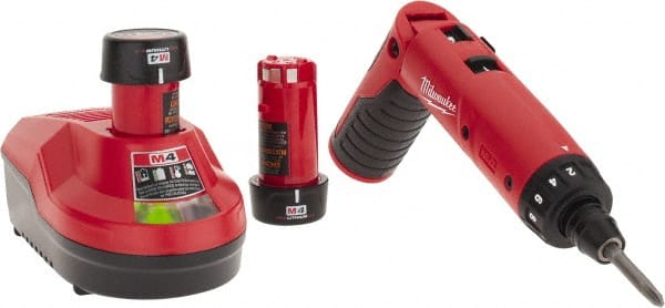 Milwaukee Tool - 4 Volts, Lithium-Ion Battery, Swivel Handle Cordless Screwdriver - 200, 600 RPM, 44 Inch/Lbs. Torque - Exact Tooling