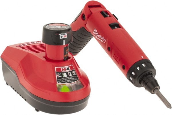 Milwaukee Tool - 4 Volts, Lithium-Ion Battery, Swivel Handle Cordless Screwdriver - 200, 600 RPM, 44 Inch/Lbs. Torque, Battery Included - Exact Tooling