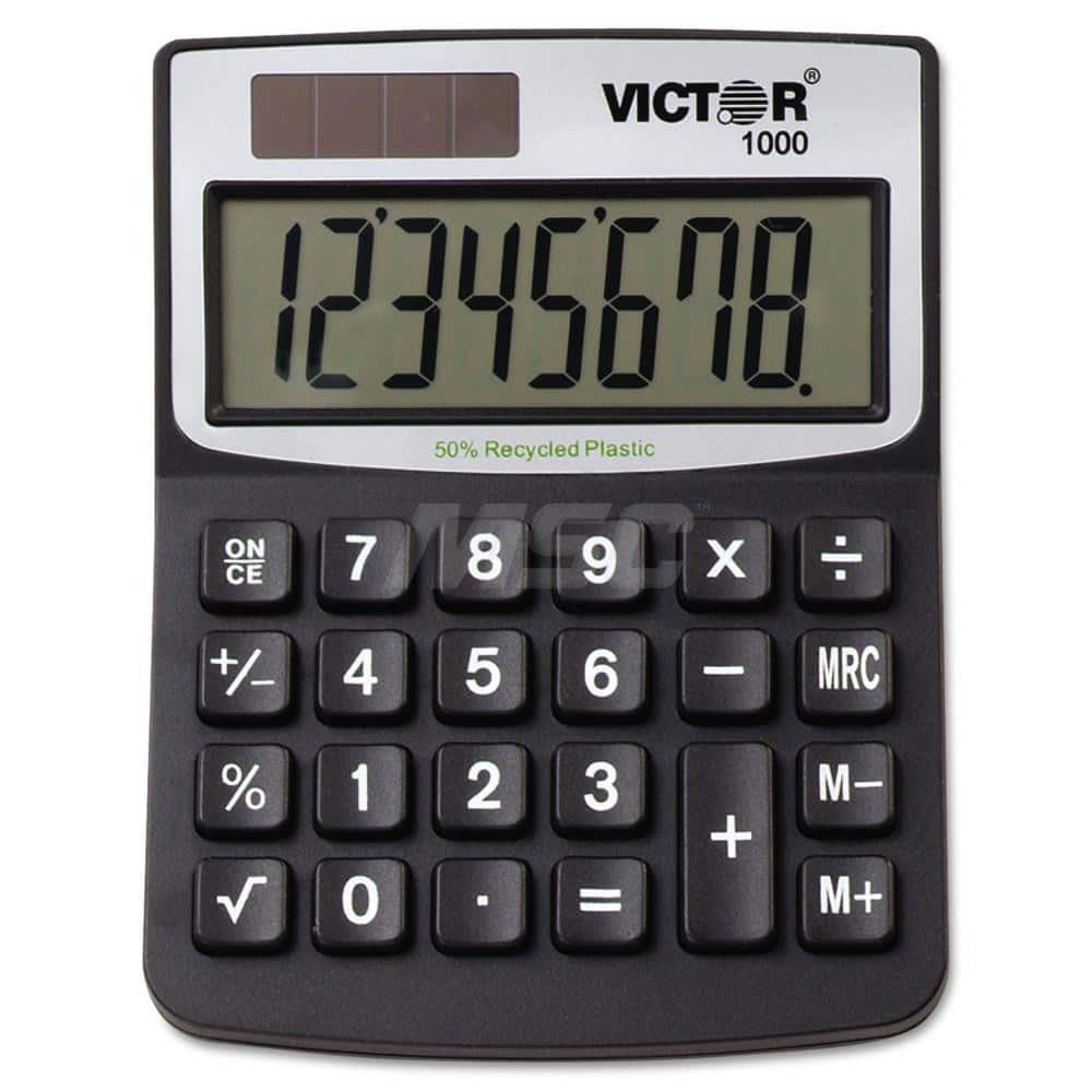 Victor - Calculators; Type: Desktop Calculator ; Type of Power: Battery; Solar ; Display Type: 8-Digit LCD ; Color: Black ; Display Size: 18mm ; Width (Decimal Inch): 3.3000 - Exact Tooling
