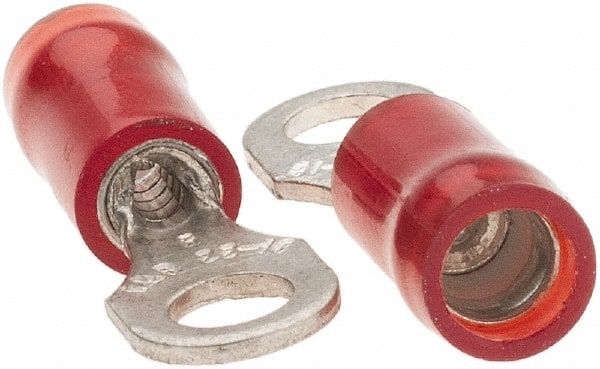 Value Collection - 22-18 AWG Partially Insulated Crimp Connection D Shaped Ring Terminal - #6 Stud, Tin Plated Copper Contact - Exact Tooling