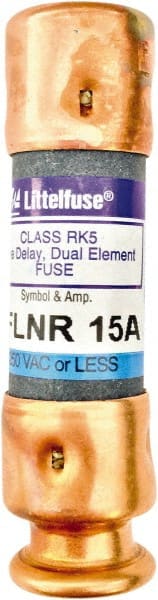 Value Collection - 125 VDC, 250 VAC, 15 Amp, Time Delay General Purpose Fuse - 2" OAL, 200 kA Rating, 9/16" Diam - Exact Tooling