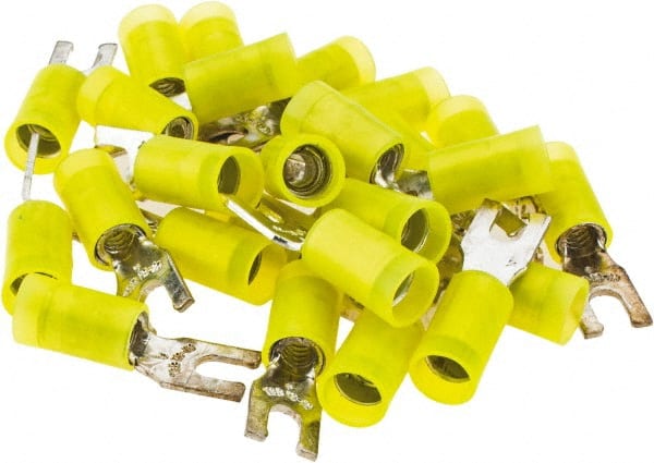 Value Collection - #6 Stud, 12 to 10 AWG Compatible, Partially Insulated, Crimp Connection, Locking Fork Terminal - Exact Tooling