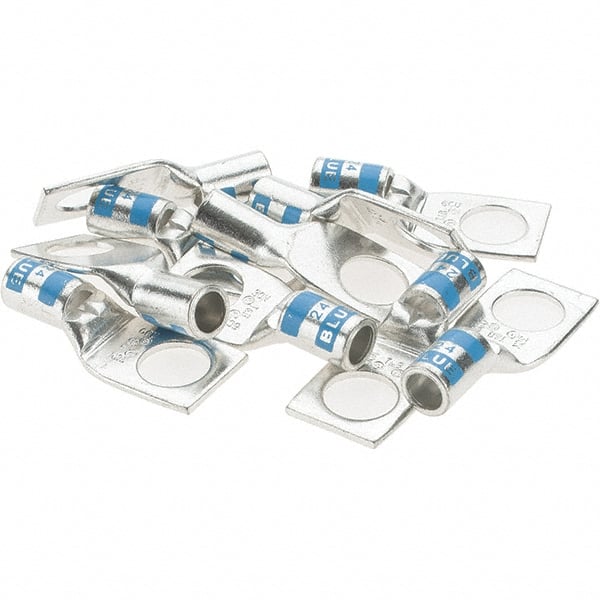 Value Collection - 6 AWG Noninsulated Crimp Connection Square Ring Terminal - 3/8" Stud, 1.39" OAL x 0.6" Wide, Tin Plated Copper Contact - Exact Tooling