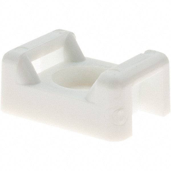 Value Collection - White, Cable Tie Mounting Base - 7/8" Long x 9.5mm High x 5/8" Wide Fastener Mount, Screw Size 8 - Exact Tooling