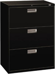 Hon - 30" Wide x 40.88" High x 19-1/4" Deep, 3 Drawer Roll-Out - Steel, Black - Exact Tooling