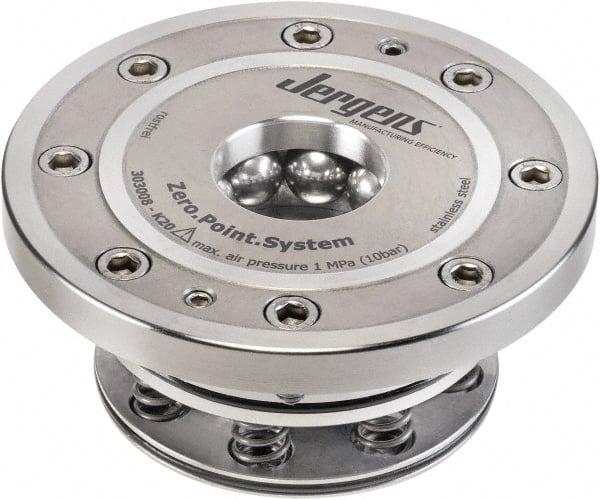Jergens - ZPS Pneumatic CNC Quick Change Clamping Module - 1 Module Center, M32 Top Mount, 55 kN Retention Force, 8 bar (116 Lb/Sq In) Unlocking Pressure, 0.005mm Repeatability - Exact Tooling