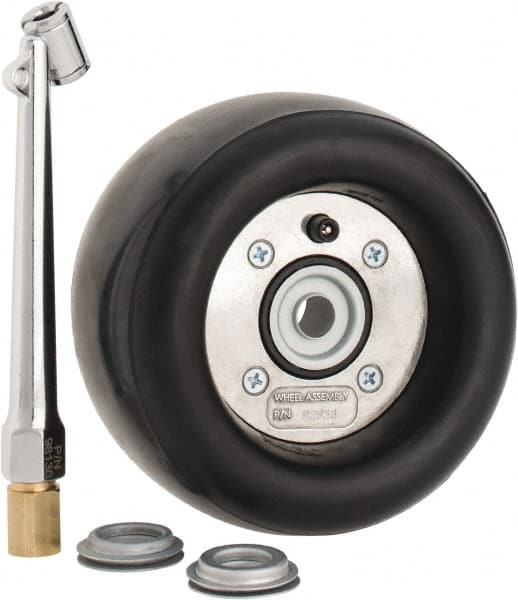 Dynabrade - 5" Wheel OD, 3-1/2" Wheel Width, 3,500 RPM, Composite, Pneumatic Wheel with Hub - 15-1/2" Long x 3-1/2" Wide, 1/2" Wheel Arbor Hole, For Use with 13206, 13207, 13507 & 13508 - Exact Tooling
