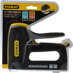 Stanley - Manual Wire & Cable Tacker Gun - 5/16" Staples, Chrome & Black, Aluminum Die Cast - Exact Tooling
