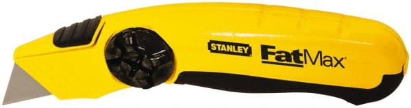Stanley - Fixed Utility Knife - 2-3/8" Blade, Yellow & Black TPE Handle, 5 Blades Included - Exact Tooling