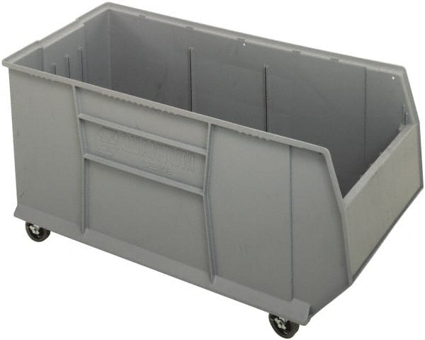Quantum Storage - 175 Lb. Load Capacity, 41-7/8" Deep, Gray Polypropylene Hopper Stacking Bin - 17-1/2" High x 16-1/2" Wide x 41-7/8" Long - Exact Tooling